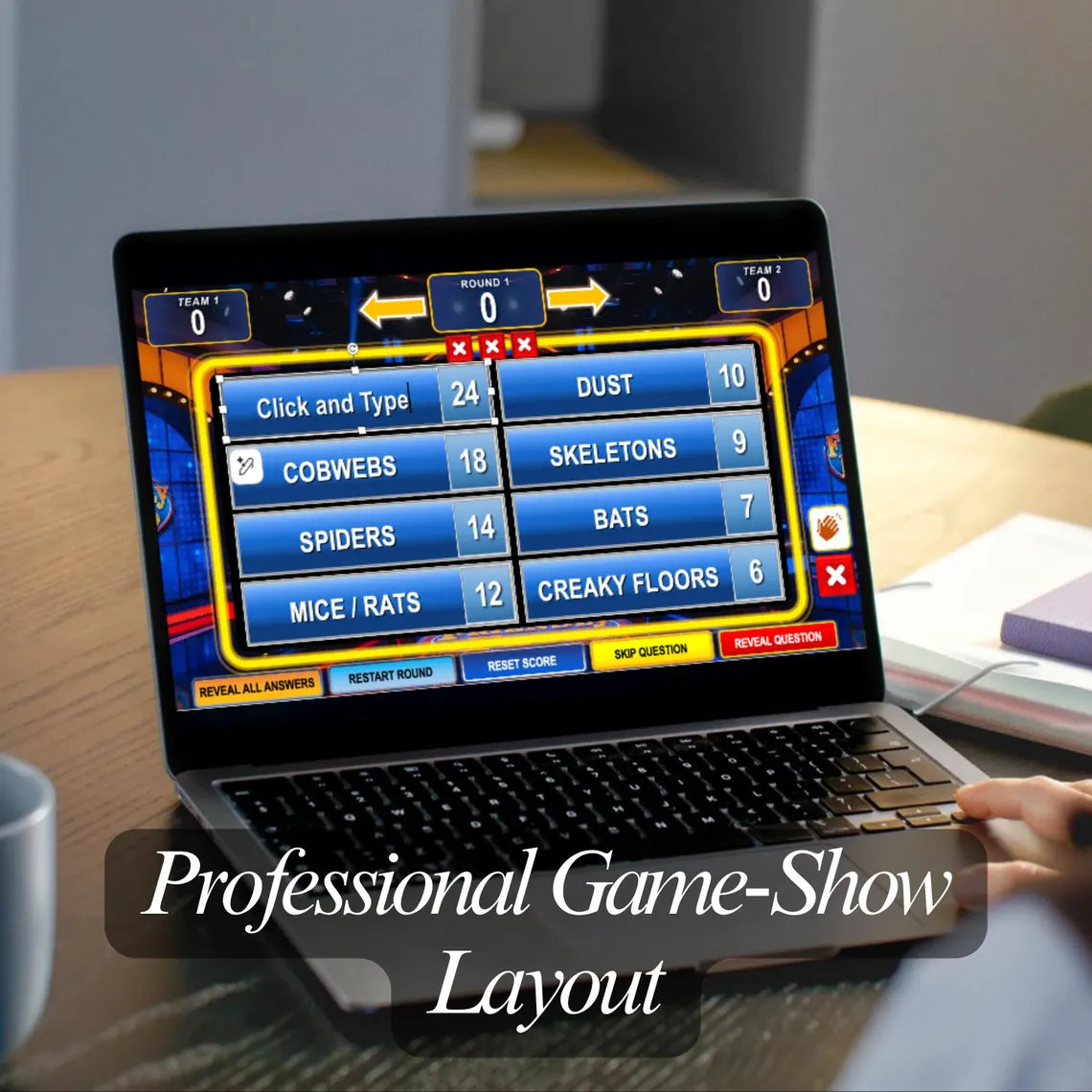 Friendly Feud Family Game Night, Editable Powerpoint Game Show with Auto Score, Party Games for Adults & Families