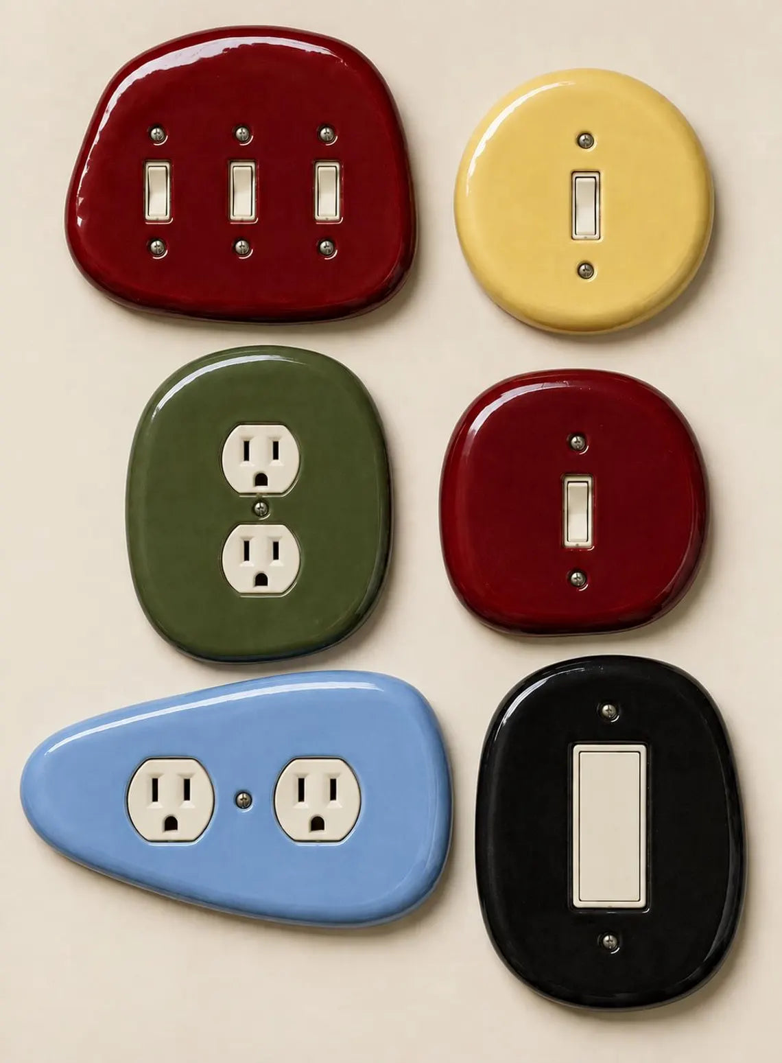 Ceramic Outlet Cover & Light Switch Plate, Organic Wall Plate, Handmade Toggle Switch Cover, Colorful Ceramic Electrical Cover