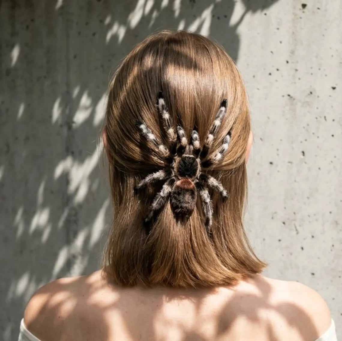 Handmade Mexican Redknee Tarantula Hair Clip, Fuzzy Banded Legs, Gothic Halloween Accessory