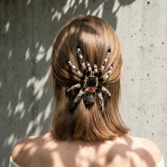 Handmade Mexican Redknee Tarantula Hair Clip, Fuzzy Banded Legs, Gothic Halloween Accessory